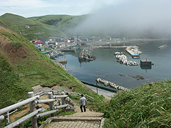 霧の迫る漁港